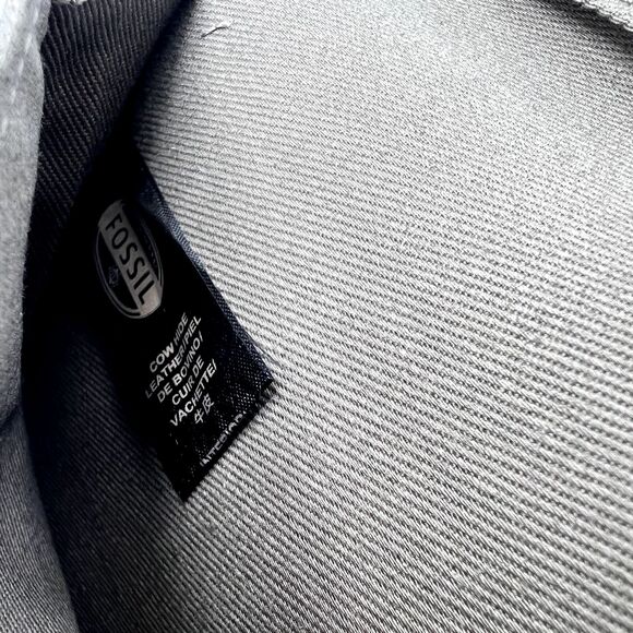 Fossil Wallet Brown/Gray Knox Flap Clutch Pebbled Leather Brass Hardware - Picture 10 of 11